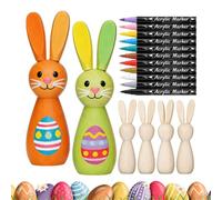 Decoración de conejo de Pascua de Wooden - DIY Craft | Paint Your Own Rabbit Figure For Kids, Adolescentes And Adults, Unfinished Holiday Craft For Home School Projects, Art Class, Mantel, Office Desk