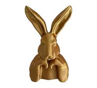 Decoración de conejo de Pascua dorada: estatua de liebre metálica, figura de resina dorada con acabado brillante, herramienta de pieza central moderna para fiestas navideñas, suministros de interés