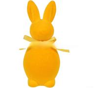 Decoración de conejo de Pascua flocado de pie con lazo para el hogar, jardín, decoraciones navideñas al aire libre en varios colores, tamaños grandes (amarillo grande)