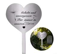 Decoración de corazón de cementerio de acero inoxidable de 28 cm, marcador de tumba, resistente a la intemperie, adorno conmemorativo para lápida (D)
