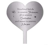 Decoración de corazón de cementerio de acero inoxidable de 28 cm, marcador de tumba resistente a la intemperie, adorno conmemorativo para lápida (A)
