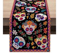 Decoración de cráneo mexicano,Corredores de mesa mexicanos decorativos Dulces - Suministros de temática mexicana, decoraciones reutilizables del día de para decoraciones de mesa de