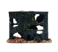 Decoración de cueva de acuario: estructura natural con aspecto desgastado realista, escondite protector para peces acuáticos, camarones, reptiles, refugio estable para terrario | Decoración de