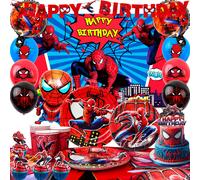 Decoración de cumpleaños de Spiderman, globo de Spider Hero, kit de decoración de cumpleaños para 10 personas nuevo