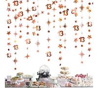 Decoración de cumpleaños número 13 de Color Oro Rosa, Guirnalda de Estrellas centelleantes, Guirnalda metálica para Colgar, banderines para niñas de 13 años, cumpleaños, Trece Suministros Oficiales