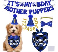 Decoración de cumpleaños para perro, varios tamaños, sombrero de cumpleaños para perro, bandana de cumpleaños para niño, pajarita, números de cumpleaños, es mi cumpleaños, madre cachorros, pancarta