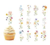 Decoración de cupcakes de flores, 72 piezas de flores silvestres Baby In Bloom Baby Shower decoración de pastel de flores para fiesta de cumpleaños, despedida de soltera, jardín, fiesta de hadas