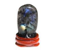 Decoración de de labradorita natural,de piedra de palma de labradorita - Piedra de palma de labradorita curativa de Worry Stone - Piedra de yoga para aliviar el estrés con curativo con base
