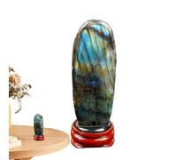 Decoración de de labradorita natural,de piedra de palma de labradorita - Piedra de palma natural curativa labradorita preocupación,Piedra de yoga para aliviar el estrés, curativo pulido con base para