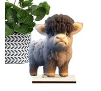 Decoración De De Tierras Altas Escocesas - Decoraciones De Granja De De Madera | Figura Rústica Vaquera Figuras De Madera De Colección Para Bandeja De Varios Niveles, Estantería, Mesa