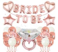 Decoración de despedida de soltera, oro rosa, globo de pancarta de novia para ser novia, anillo de diamante, corazón y estrella, globo de aluminio para despedida de soltera, decoración de boda