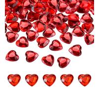 Decoración de diamantes para boda, 240 unidades de confeti de rubí para bodas, decoración de mesa 3D, corazones rojos, decoración de boda, 12 mm, corazones rojos