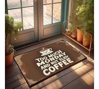 Decoración de entrada delantera ¿Demasiado lunes? No sin café Elidy. Felpudo para tu habitación, accesorios de habitación para hombres (50 x 80 cm)