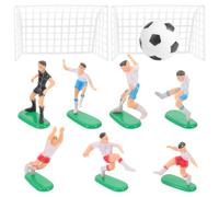 Decoración de Equipo de Fútbol para Tartas y Fiestas, PVC | Incluye Portería, Mini Balón y Figuras, Escena Portátil para Eventos, Decoración Reutilizable para Mini Dioramas