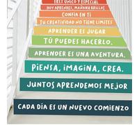 Decoración de escaleras escolares - Vinilos con frases Montessori - Castellano - Entre 120 cm y 133 cm