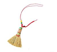 Decoración de escoba de Año Nuevo chino, adorno colgante rojo de la suerte de 30-32 cm para decoración festiva del hogar, dije de paja tejido a mano con simbolismo cultural para inauguración de la