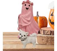 Decoración de escritorio de Halloween, adorable modelo de resina de perro fantasma paseando | Modelo de mesa de terror, figuras de decoración de Halloween para jóvenes, hombres, niños, niñas y mujeres
