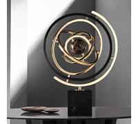 Decoración de Escultura Moderna - Orbe Metálico de Arte Abstracto para Decoración de Escritorio de Oficina Globo Giratorio de Mesa Geográfica Decorativa para Hogar de Adultos Negro y Dorado