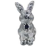 Decoración de espejo Lapin: figura metálica brillante de liebre, deslumbrante para eventos festivos, escultura prismática que capta la luz, elegante característica de pista de baile | Pieza gla