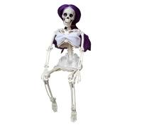 Decoración de esqueleto, decoraciones de esqueleto de Halloween,Esqueleto espeluznante de cabello teñido - Huesos realistas del cuerpo humano, accesorios para el hogar embrujado para decoración