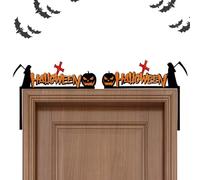 Decoración de esquina de puerta de Halloween, decoración de ventana adhesiva con cartel para esquina de puerta | Decoración de puerta murciélago calabaza decoración de la puerta de entrada, cartel del
