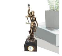 Decoración de estatua de dama de la justicia, figura de resina con reloj integrado, escultura de escritorio para estantería, alféizar de ventana, estantería, tocador, mesita de noche, estudio