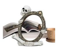 Decoración de Estatua de Esqueleto, de Estatua de Halloween, Escultura de Marco de Espejo de Esqueleto de Resina para mesita de Noche, estantería, Vitrina, tocador, estantería, mesita de Noche