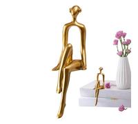 Decoración de estatua Golden Thinker - Escultura de figura sentada de resina, arte de pensamiento moderno, decoración de estatuillas estéticas | esculturas abstractas figuras abstractas doradas para