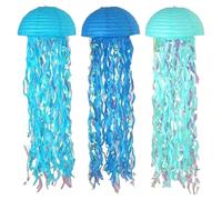 Decoración de farolillos de papel, medusa temática de , linternas reutilizables, 10 x 10 x 30,98 pulgadas, decoración, juego de colgar en el mar, linternas decorativas coloridas para dormitorio