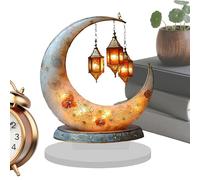 Decoración de festival árabe | Centro de mesa decorativo de luna acrílica plana 2D, letrero festivo de Oriente Medio, para apartamento, oficina, escuela, hotel, universidad, dormitorio, sala de estar