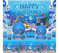 Decoración de fiesta bajo el mar, olas del océano, suministros de fiesta subacuática, vajilla de animales del océano, piscina, suministros de fiesta de cumpleaños (océan-BJB)