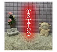 Decoración de fiesta con letrero de neón Letrero De Neón Con Letras Regulables, Luces De Neón Tattoo Para Señalización Comercial, Decoración De Pared, Lámpara Alimentada Por USB De 12cm×50cm(Rojo)