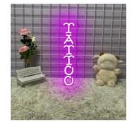 Decoración de fiesta con letrero de neón Letrero De Neón Con Letras Regulables, Luces De Neón Tattoo Para Señalización Comercial, Decoración De Pared, Lámpara Alimentada Por USB De 12cm×50cm(Púrpura)