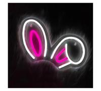 Decoración de Fiesta con Letrero de neón Letrero De Neón LED con Orejas De Conejo, Lámpara De Pared Acrílica, Ideal para El Hogar, Fiestas En Bares Y Decoración Pared para Tiendas Mascotas 18cmx30cm