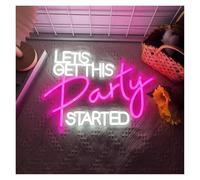 Decoración de Fiesta con Letrero de neón Letrero De Neón Let's Get This Party Started Luces De Neón Luz Regulable Alimentada por USB Decoración Artística De Pared para Fiesta 35cm×48cm