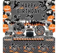 Decoración de fiesta de cumpleaños de dragón, incluyendo fondo de fiesta de cumpleaños, platos de cena, platos de postre, tazas, servilletas, mantel, globos, pajitas, para suministros de fiesta