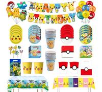 Decoración de fiesta de cumpleaños de Pokémon, vajilla desechable de Pikachu, taza, servilleta, plato, mantel, decoración de pastel para Baby Shower, globos con bandera Balloon B 5Pcs