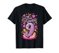 Decoración de fiesta de cumpleaños de princesa 9 años para niña de 9 años Camiseta