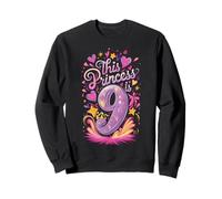 Decoración de fiesta de cumpleaños de princesa 9 años para niña de 9 años Sudadera