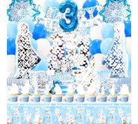 Decoración de fiesta Froze para cumpleaños, decoración de cumpleaños Froze con globos de 3 años, papel pintado Ann et Els, globo helio Queen des Neiges 3, Els mantel, platos de cartón, toallas