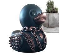 Decoración de Figuras de Pato,Figuras y estatuas de Pato,Figura de Animal Punk de Escultura gótica | de Mesa Estatuas de Resina, Figuras de colección Pato de Duckieville, Dic