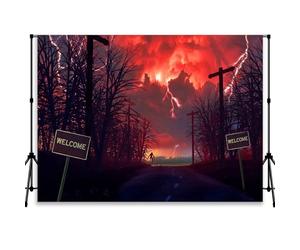 Decoración de Fondo, Fondo del Bosque de los horrores relámpago Cielo Rojo la Foto extraño 70,87 * 45,28 Pulgadas YUNHBDJ843(70.87x45.28 in)