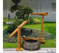 Decoración de fuente de bambú, hecha a mano, estilo zen, bambú marrón claro para jardín