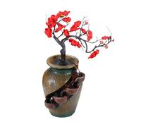 Decoración de fuente de mesa de florero de ciruela, fuente de cascada de escritorio y ornamento de feng shui, ideal para decoración de hogar, oficina y dormitorio
