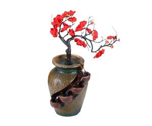 Decoración de fuente de mesa de florero de ciruela, fuente de cascada de escritorio y ornamento de feng shui, ideal para decoración de hogar, oficina y dormitorio