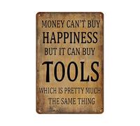 Decoración De Garaje Para La Cueva Del Hombre: El Dinero No Compra La Felicidad, Pero Sí Las Herramientas. Letrero De Metal Vintage Letrero De Lata Cartel De Chapa Para Patio Pub 20X30Cm