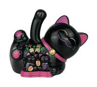 Decoración de gato de la suerte que agita automáticamente con energía solar, figuras de padres e hijos, no necesita batería, adorno de la fortuna Maneki Neko para tienda para mostrador de cajero