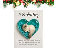 Decoración de Gatos para el hogar | Recuerdo Motivacional en Forma de Corazón | Mini Gatos con Tarjeta | para Amantes de Las Mascotas Compasión Hogar Biblioteca Colección Vacaciones Y Navidad