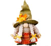 Decoración de gnomo de St,anding, para centro de mesa de Acción de Gracias, decoración de gnomo de otoño con sombrero encantado, figuras rústicas de granja, tela naranja H y adornos de cosecha de