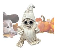 Decoración de gnomo esqueleto,Decoración de Halloween de gnomo esqueleto - Estatua enana de terror de resina,Esculturas de estatua de gnomos de esqueleto Retro, figuritas de enano de Calavera, adornos